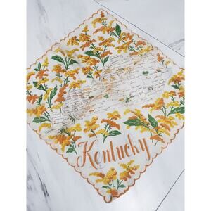 Vintage Franshaw 1960's Ladies Handkerchief Hanky KENTUCKY state souvenir mcm